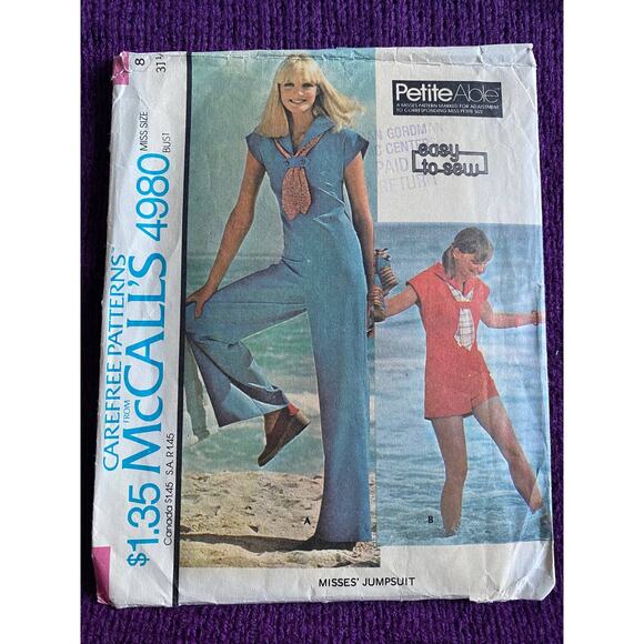 McCalls 4980 jumpsuit romper size 8 - Picture 1 of 6